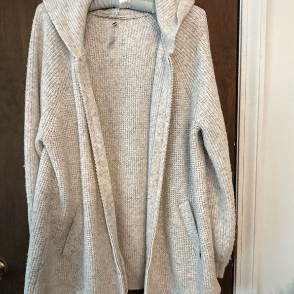 Lou & Grey Soft Knit Hooded Sweater Jacket - Light Gray - full Zip - Picture 4 of 4